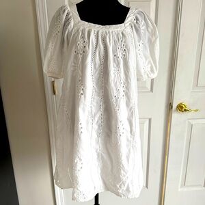 Emery Rose White Eyelet Puff Sleeve Dress Sz Small